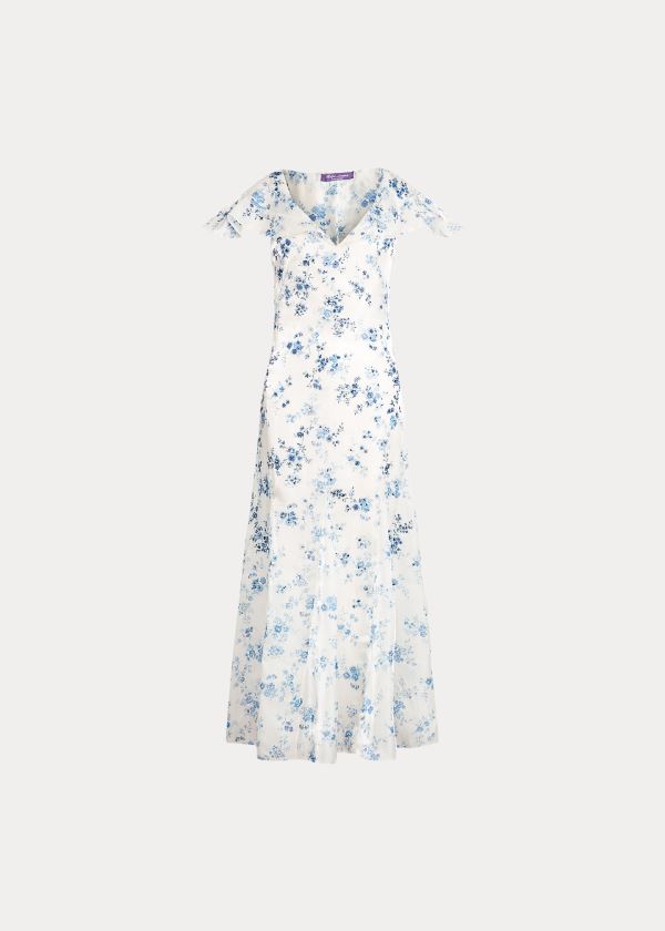 Vestidos Ralph Lauren Mujer Azules / Blancos - Kegan Floral Evening - YCINV6342